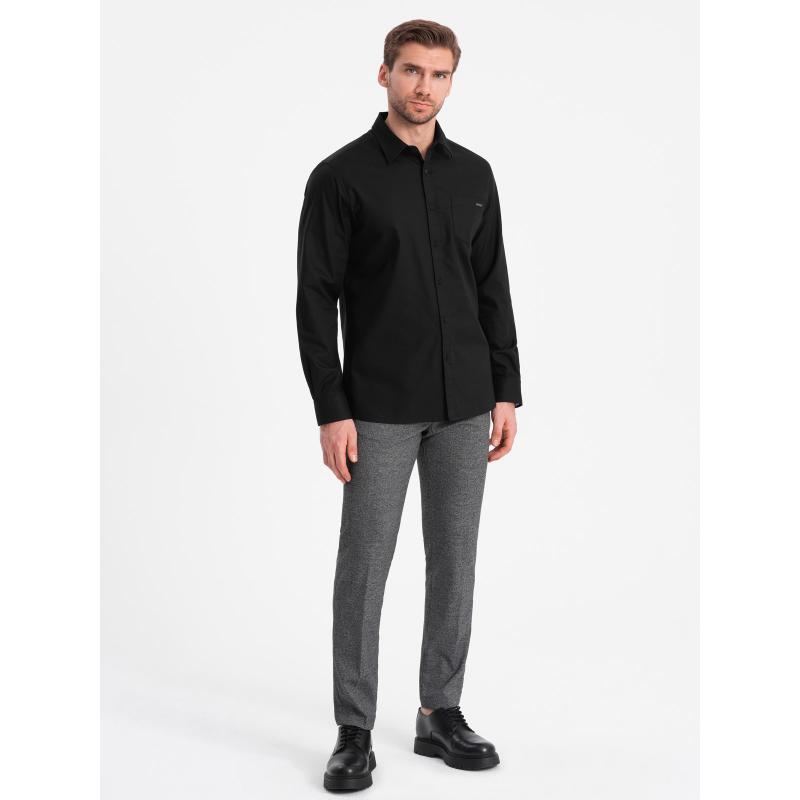 Pánská bavlněná košile s kapsou REGULAR FIT V1 OM-SHCS-0147 černá 