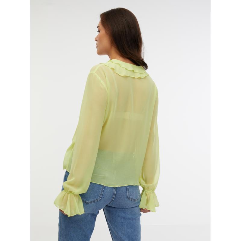 Světle zelená dámská halenka s volány