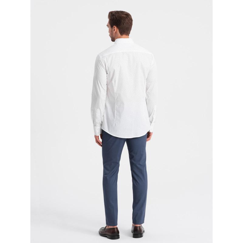 Pánska bavlnená košeľa SLIM FIT s mikro vzorom biela
