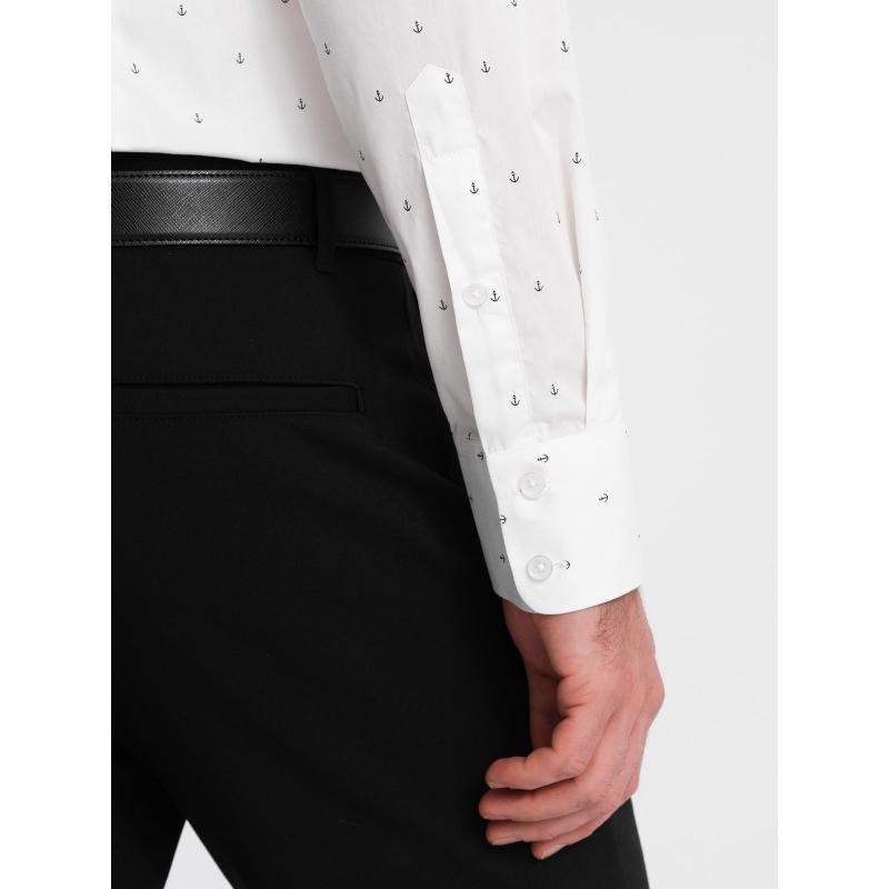 Pánská bavlněná košile SLIM FIT s kotvičkami bílá