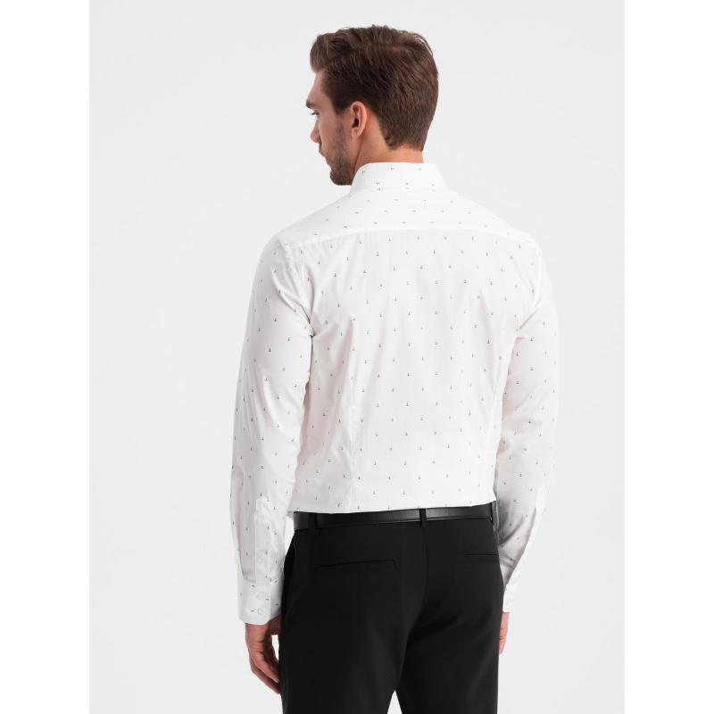 Pánská bavlněná košile SLIM FIT s kotvičkami bílá