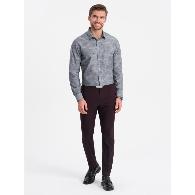 Pánská flanelová kostkovaná bavlněná košile V3 OM-SHCS-0157 šedá 