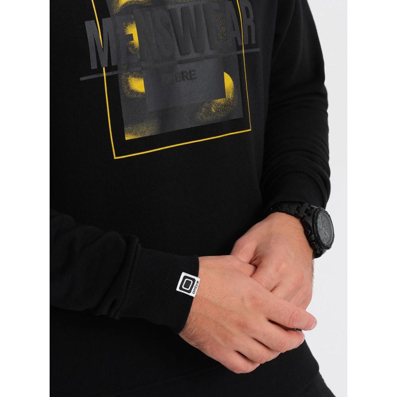 Pánska mikina bez potlače V1 OM-SSPS-0157 čierna