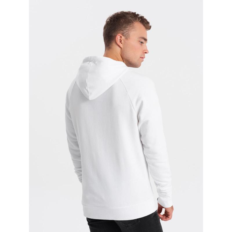 Férfi kenguru nyomtatott pulóver V1 OM-SSPS-0150 fehér