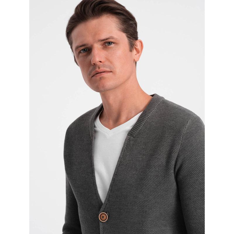 Férfi strukturált pulóver zsebekkel V2 OM-SWCD-0109 grafit