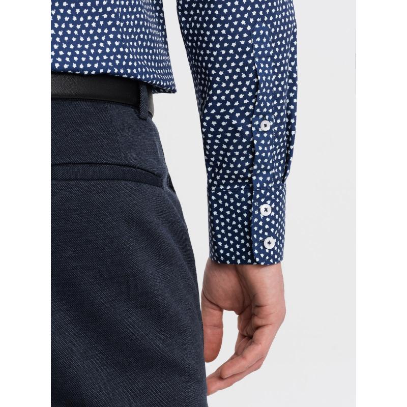 Pánská košile SLIM FIT s jemným vzorem tmavě modrá 