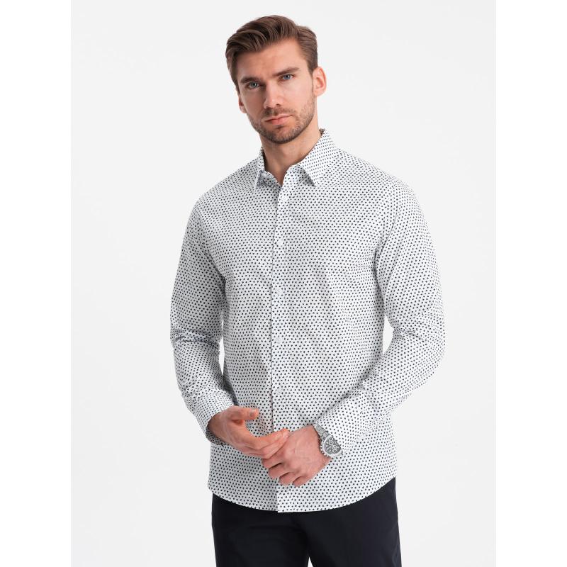 Pánská košile SLIM FIT s jemným vzorem bílá 