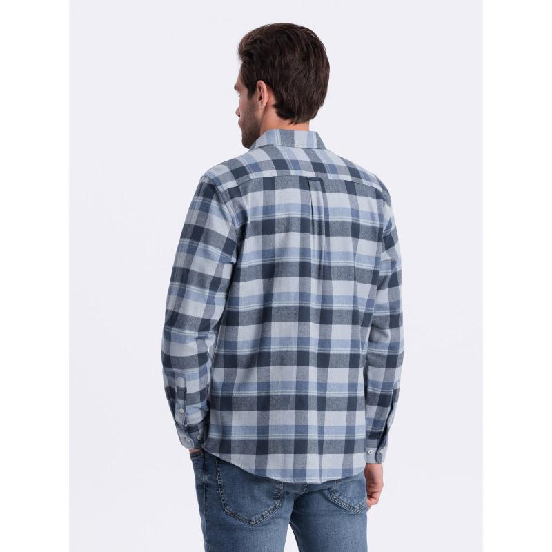 Pánská kostkovaná flanelová košile V1 OM-SHCS-0150 modrošedá 
