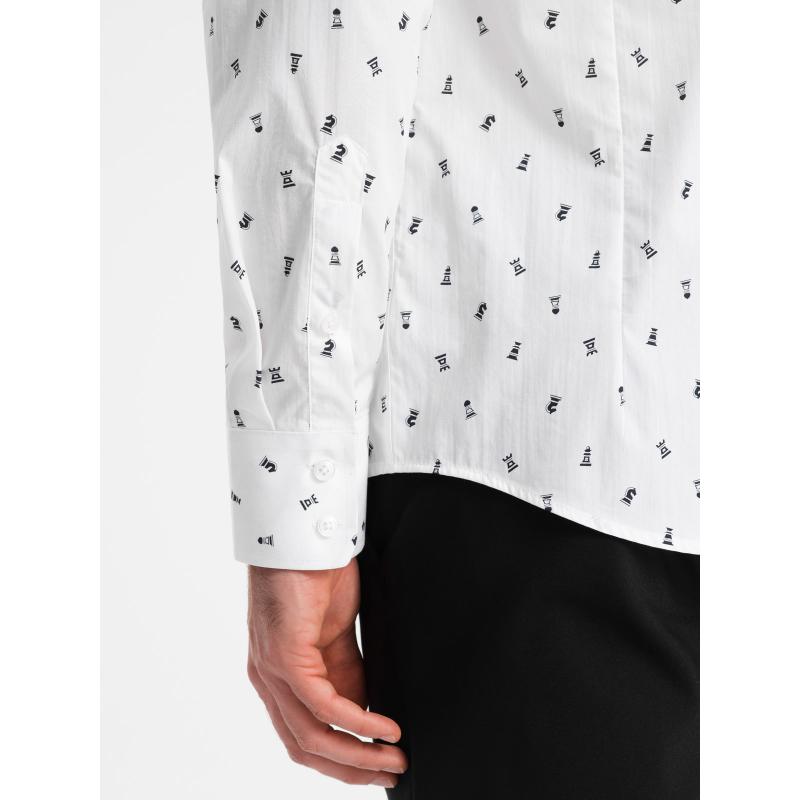 Pánská vzorovaná bavlněná košile SLIM FIT bílá 