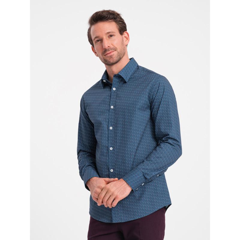 Pánská bavlněná vzorovaná košile SLIM FIT modrá