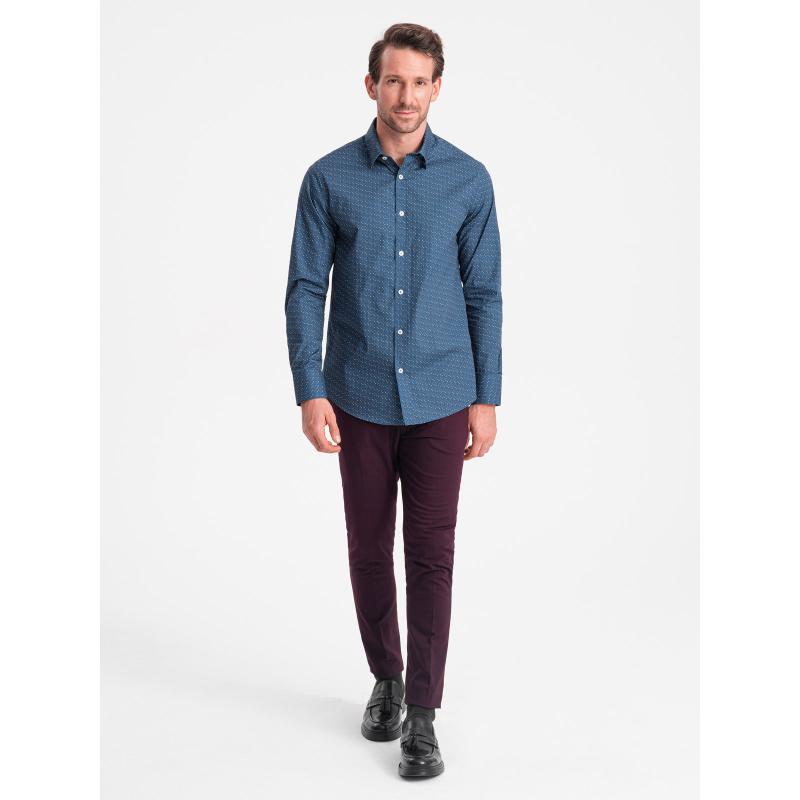 Pánská bavlněná vzorovaná košile SLIM FIT modrá