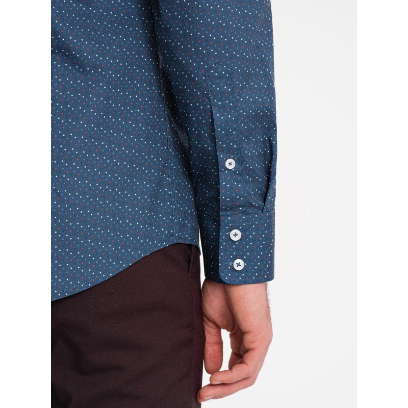 Pánská bavlněná vzorovaná košile SLIM FIT modrá