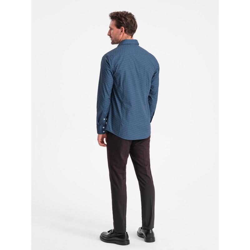 Pánská bavlněná vzorovaná košile SLIM FIT modrá