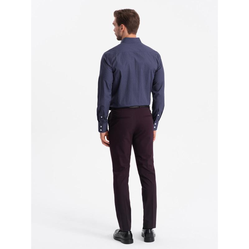 Pánská bavlněná vzorovaná košile SLIM FIT tmavě modrá