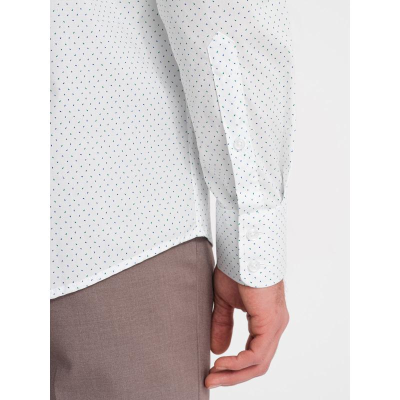 Pánská bavlněná košile REGULAR FIT s mikro vzorem bílá 