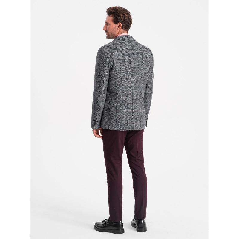 Pánské žakárové sako V1 OM-BLZB-0119 grafitové 