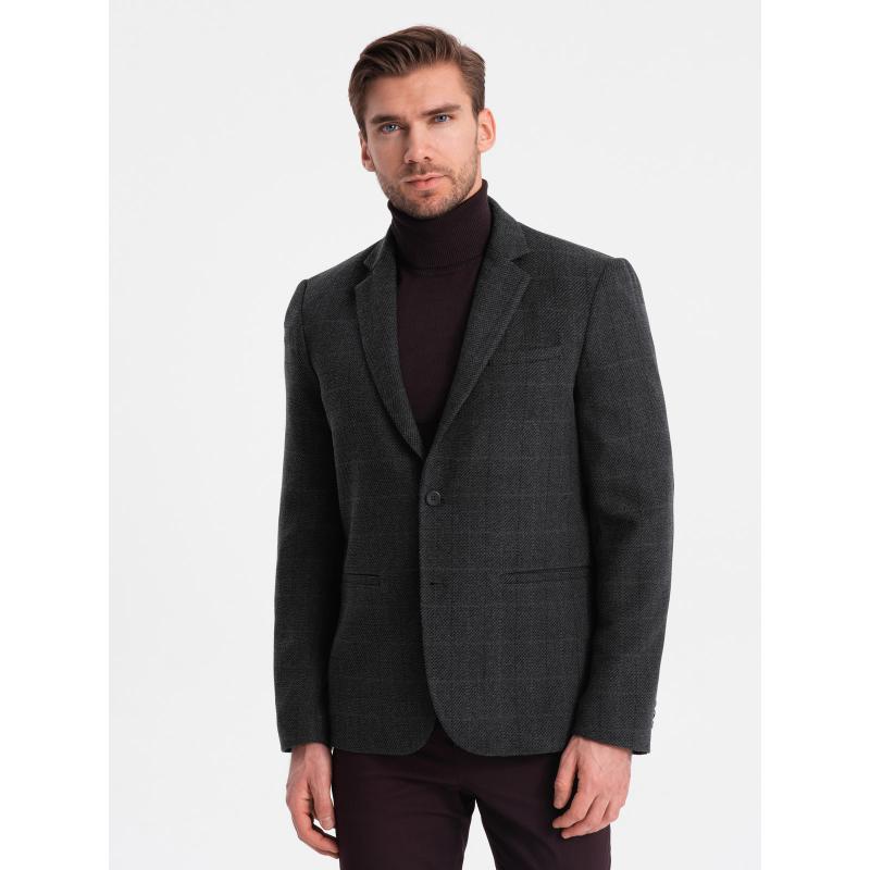 Pánské žakárové sako V2 OM-BLZB-0119 černé 
