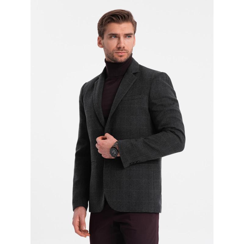 Pánské žakárové sako V2 OM-BLZB-0119 černé 