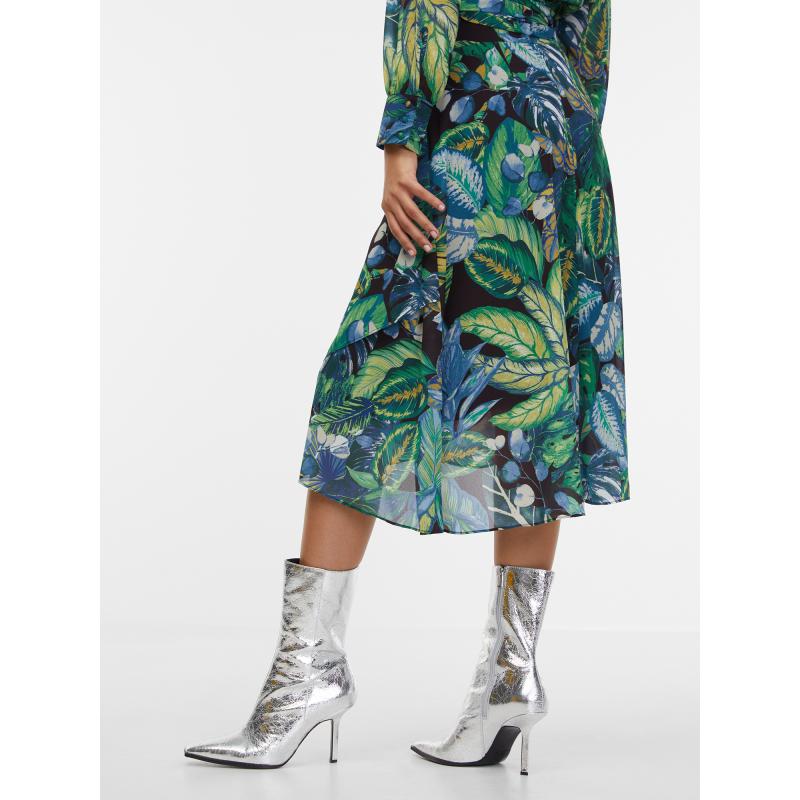 Černo-zelená dámská vzorovaná sukně