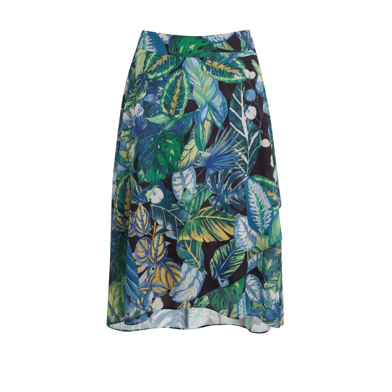 Černo-zelená dámská vzorovaná sukně