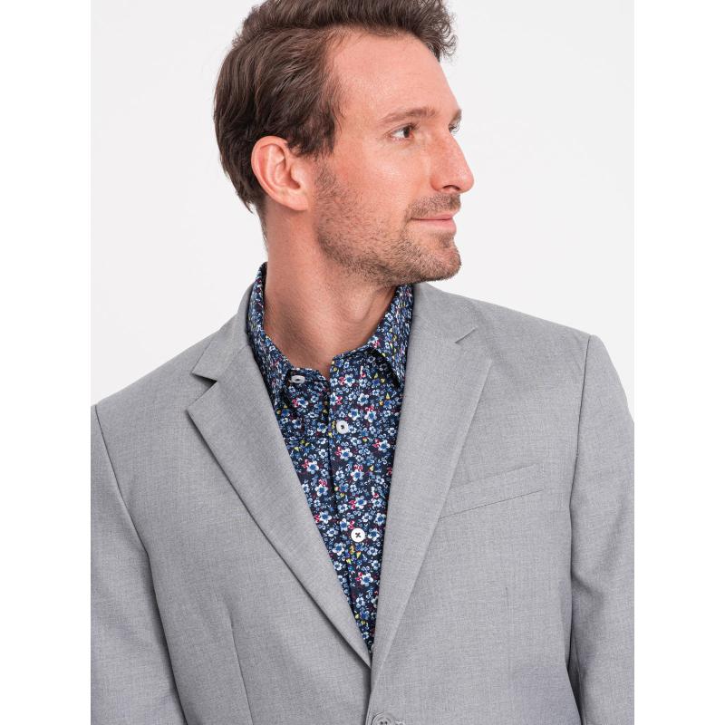 Férfi kabát zsebbel V1 OM-BLZB-0115 szürke