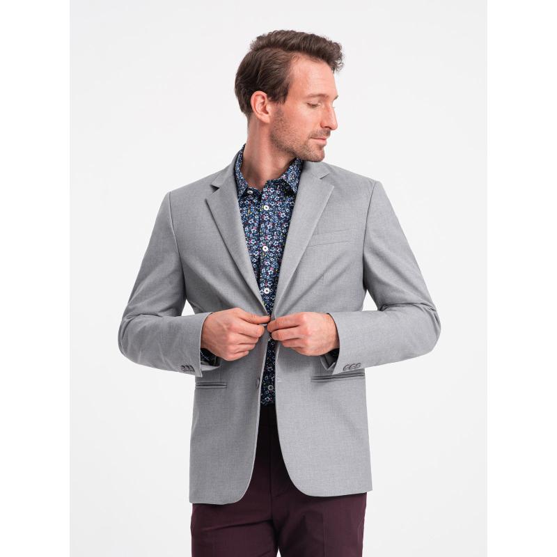 Férfi kabát zsebbel V1 OM-BLZB-0115 szürke