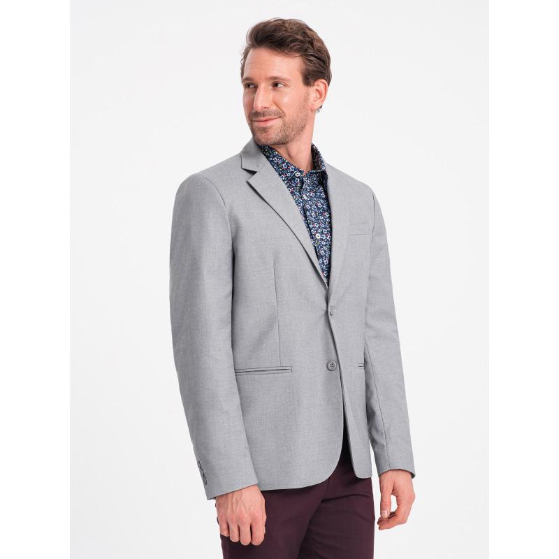 Férfi kabát zsebbel V1 OM-BLZB-0115 szürke