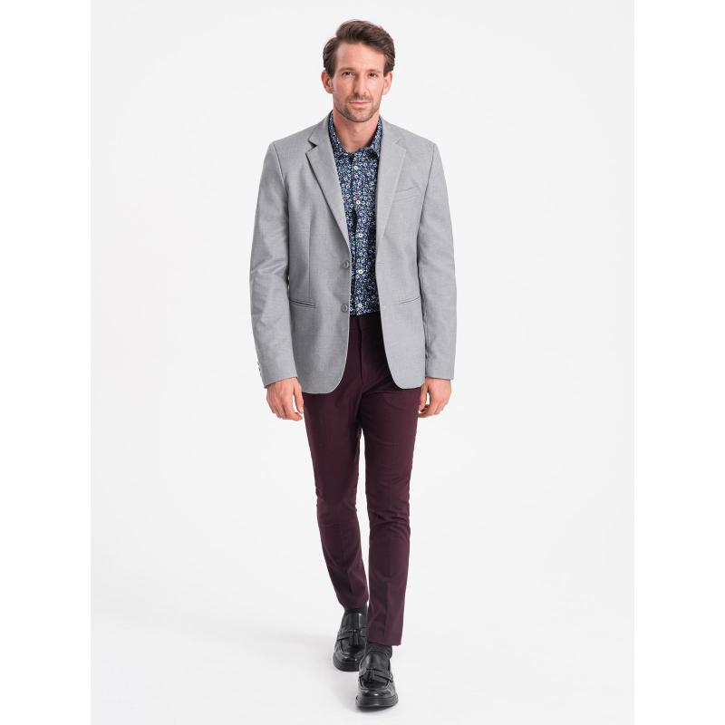 Férfi kabát zsebbel V1 OM-BLZB-0115 szürke