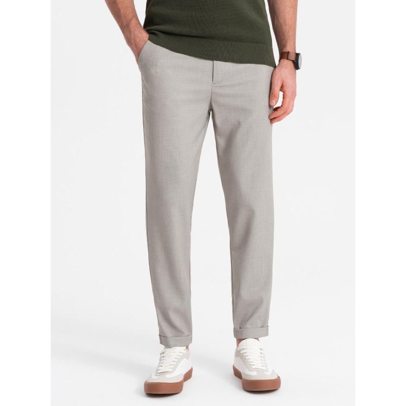 Pánské chino kalhoty s elastickým pasem V1 OM-PACP-0157 světle šedé 
