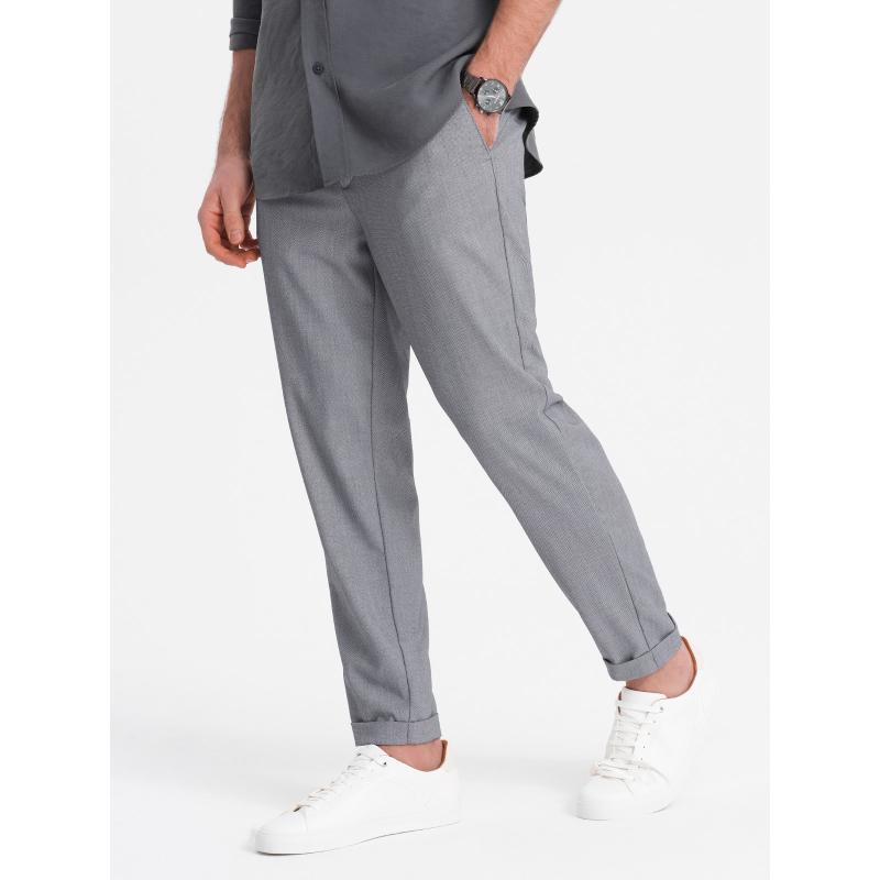 Pánské chino kalhoty s elastickým pasem V2 OM-PACP-0157 šedé 