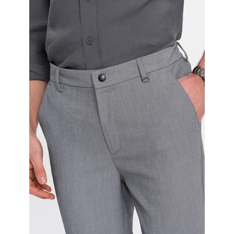 Pánské chino kalhoty s elastickým pasem V2 OM-PACP-0157 šedé 