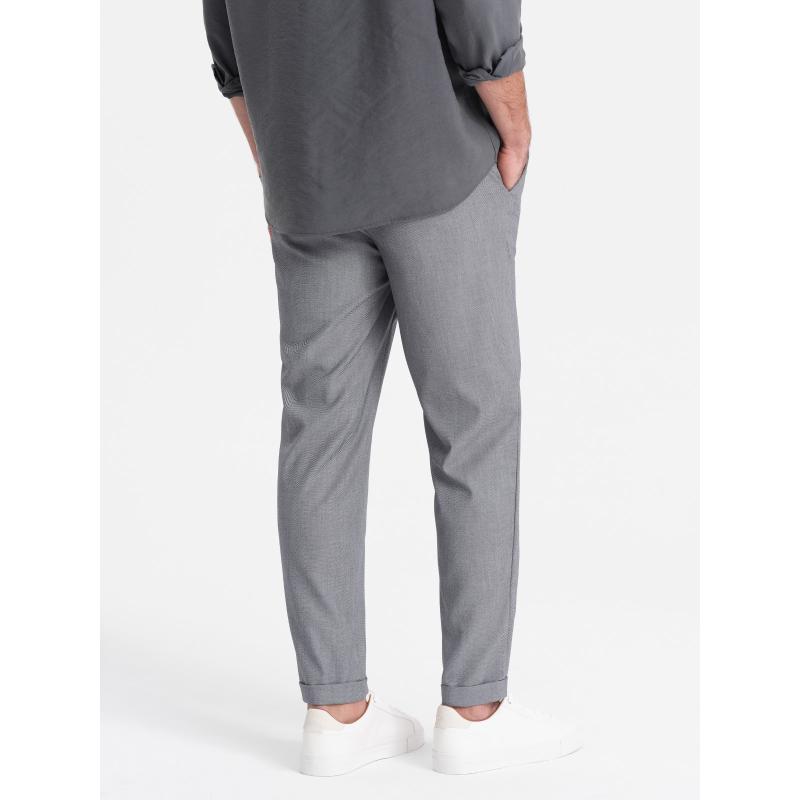 Pánské chino kalhoty s elastickým pasem V2 OM-PACP-0157 šedé 