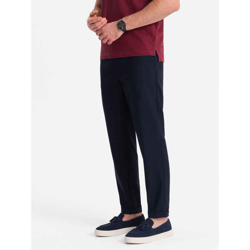 Pánské chino kalhoty s gumou v pase V3 OM-PACP-0157 tmavě modré 