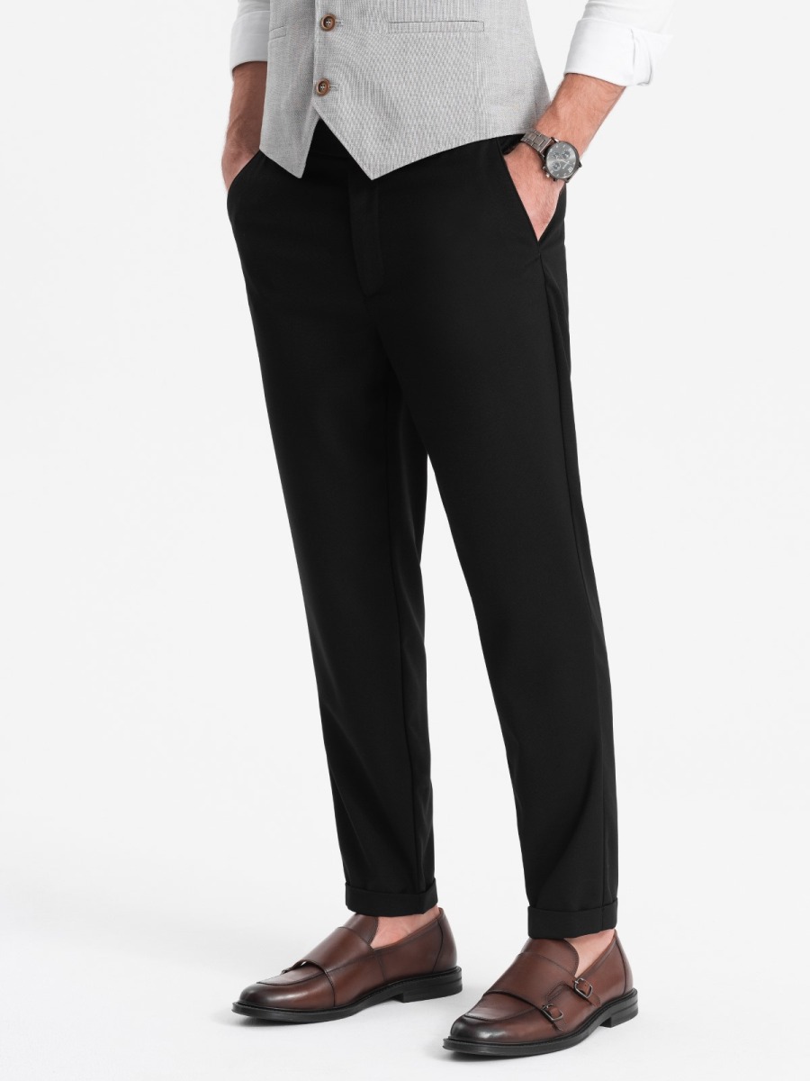 Pánské chino kalhoty s elastickým pasem V4 OM-PACP-0157 černé 