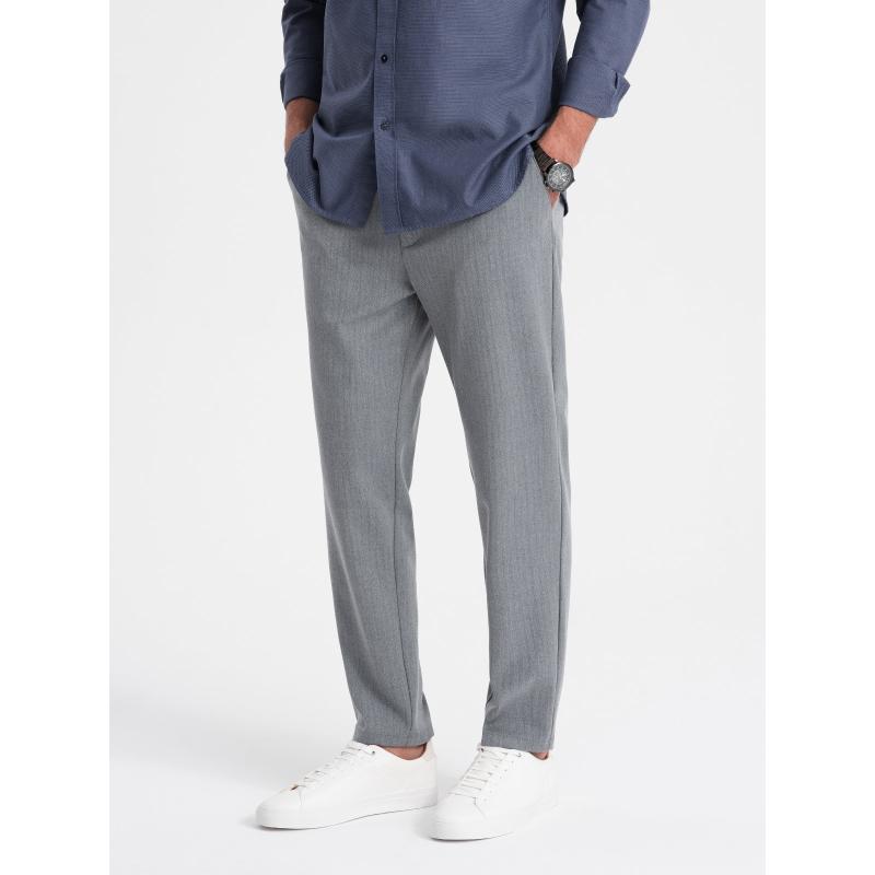Pánské chino kalhoty s gumou v pase V1 OM-PACP-0158 šedé 