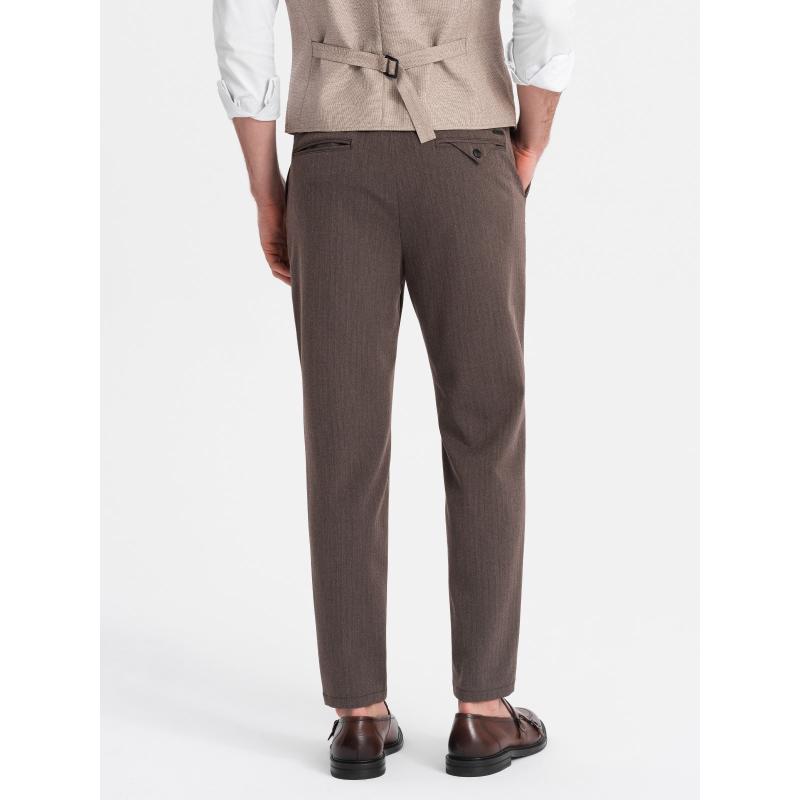 Pánské chino kalhoty s gumou v pase V2 OM-PACP-0158 hnědé