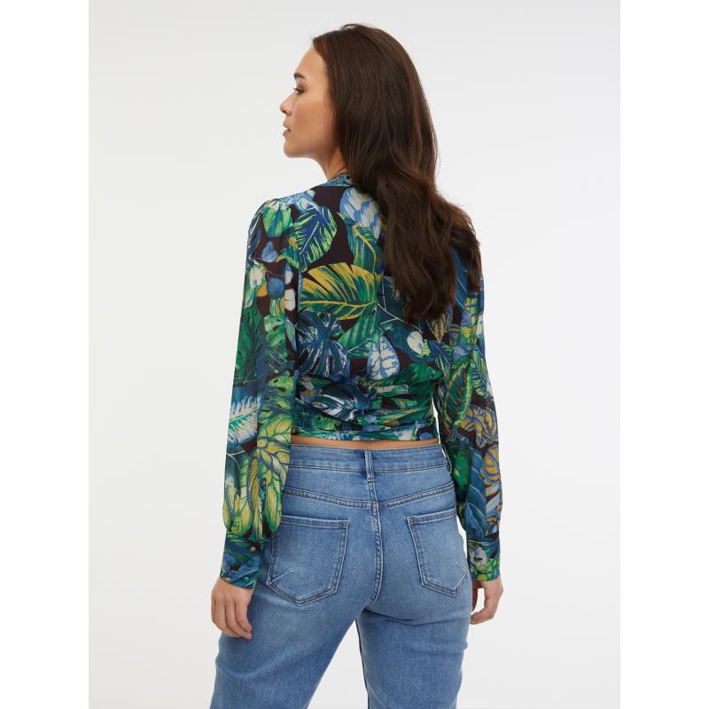 Zelená dámská vzorovaná halenka