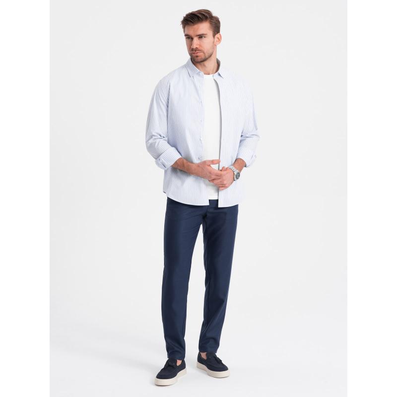 Pánské klasické chino kalhoty SLIM FIT tmavě modré 