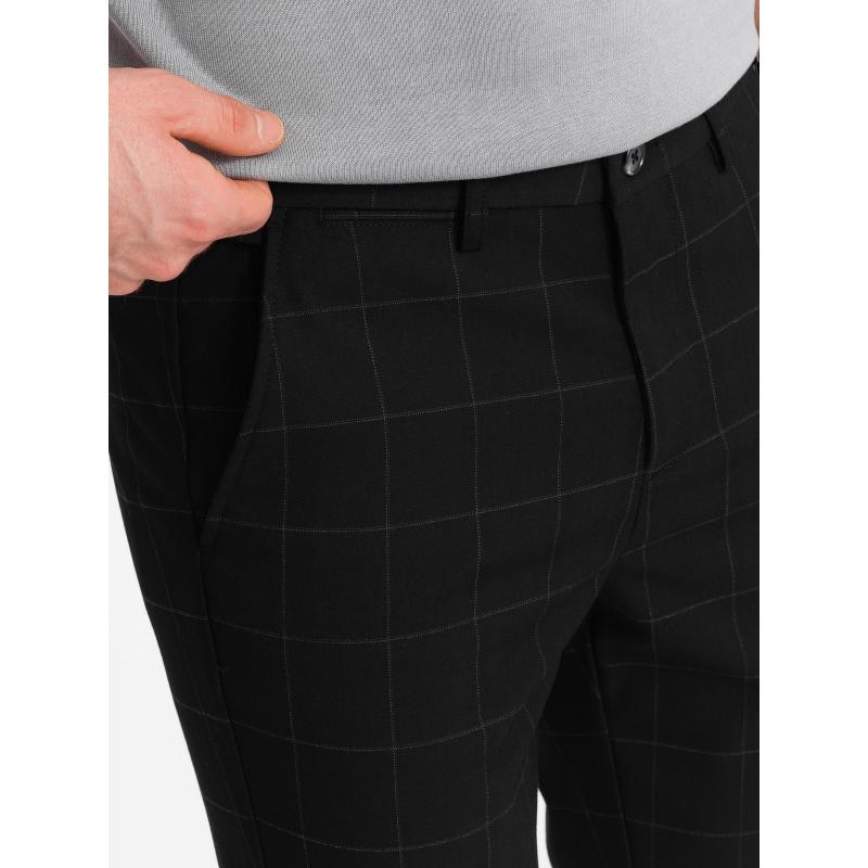 Pánské kalhoty klasického střihu kostkované V5 OM-PACP-0187 černé 