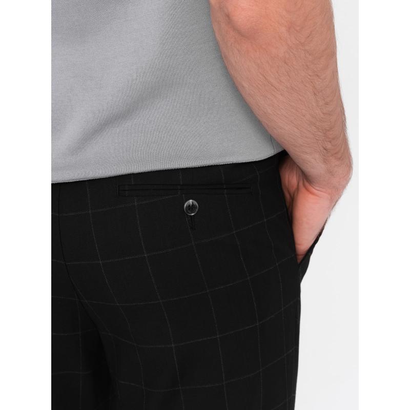 Pánské kalhoty klasického střihu kostkované V5 OM-PACP-0187 černé 