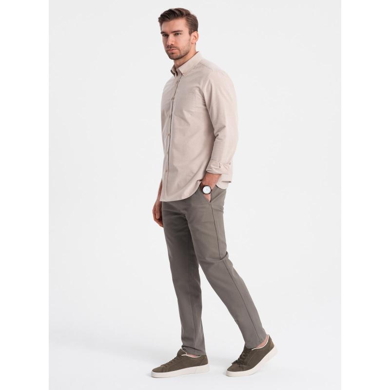 Férfi klasszikus chino nadrág V1 OM-PACP-0188 sötétbézs sötétbézs
