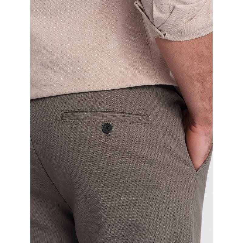 Férfi klasszikus chino nadrág V1 OM-PACP-0188 sötétbézs sötétbézs