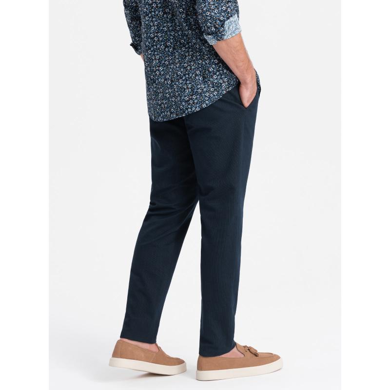 Klasické pánské chino kalhoty V3 OM-PACP-0188 tmavě modré