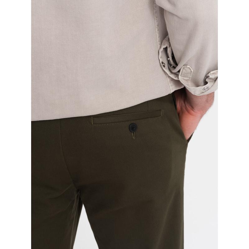 Pánské chino kalhoty klasického střihu V4 OM-PACP-0190 tmavě olivové 