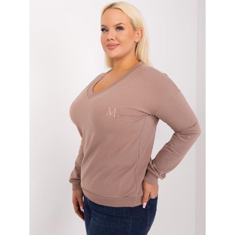Női plus size blúz pamutból TERA sötétbézs színű