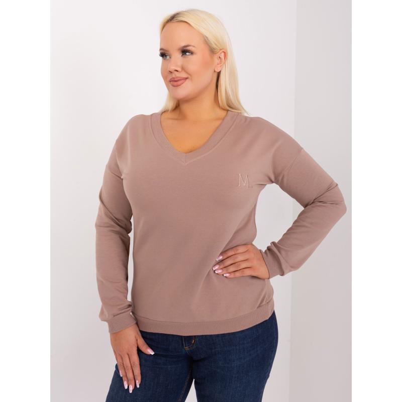 Női plus size blúz pamutból TERA sötétbézs színű