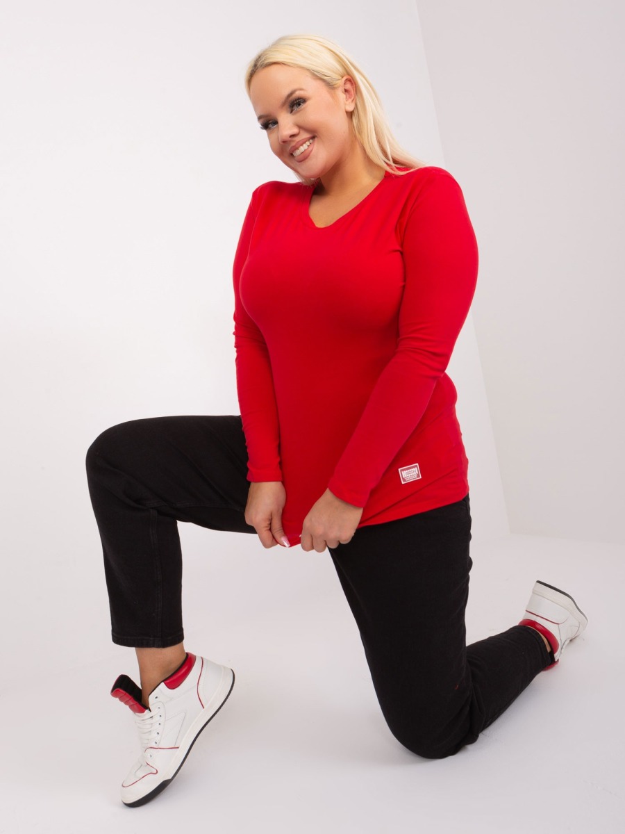 Női blúz kerek nyakkal, plus size BEVA piros