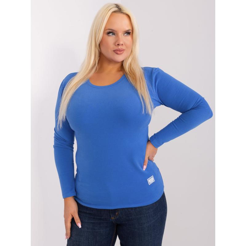 Dámská halenka plus size s vypasovaným výstřihem NORA tmavě modrá 