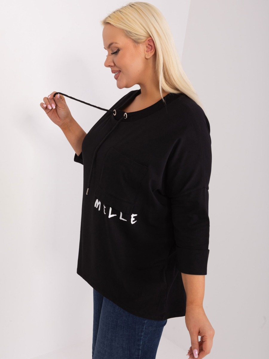 Női plus size blúz pamutból ASIA fekete