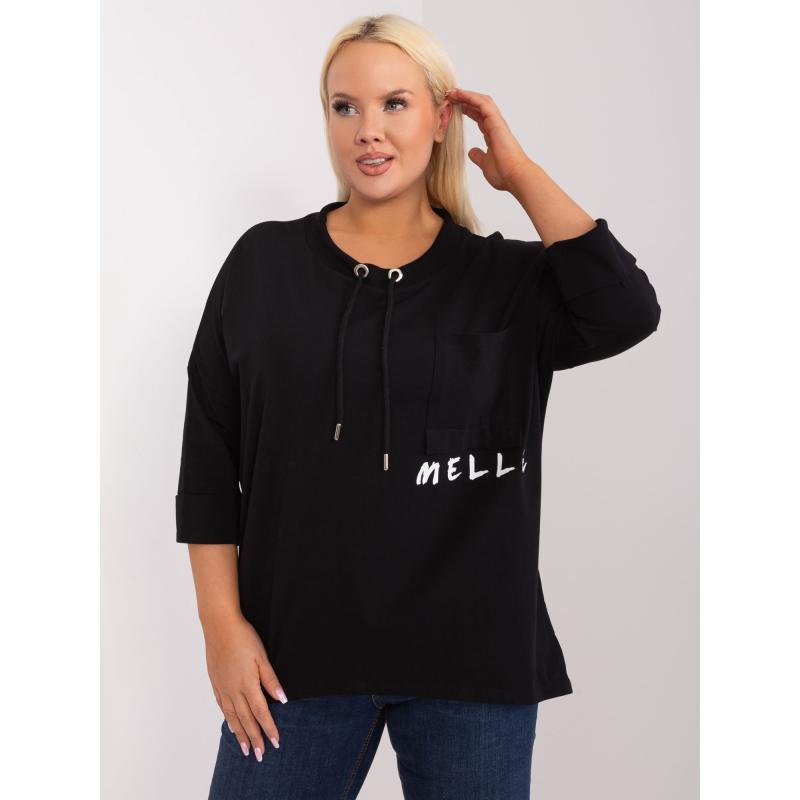 Női plus size blúz pamutból ASIA fekete